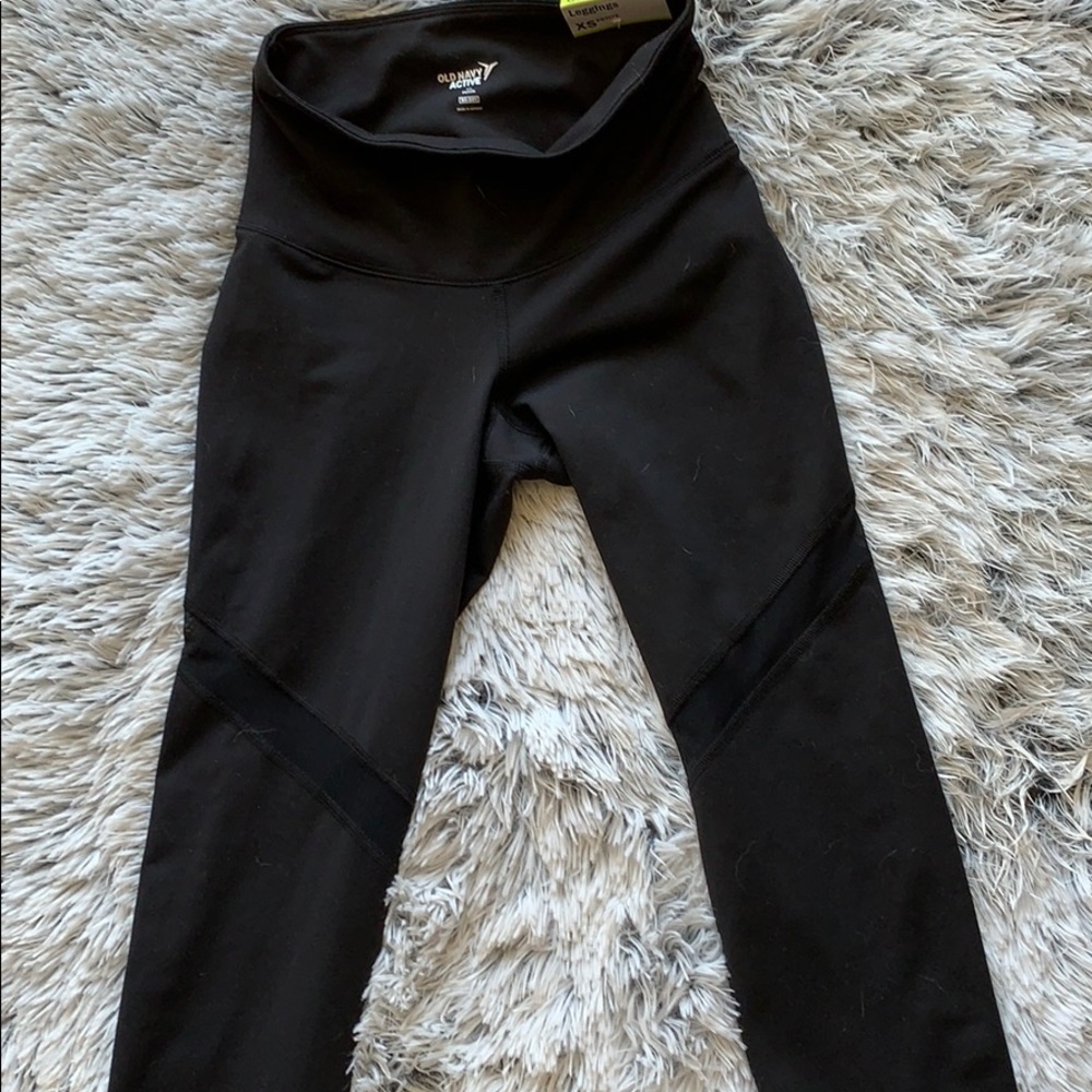 Old navy black leggings with mesh panel